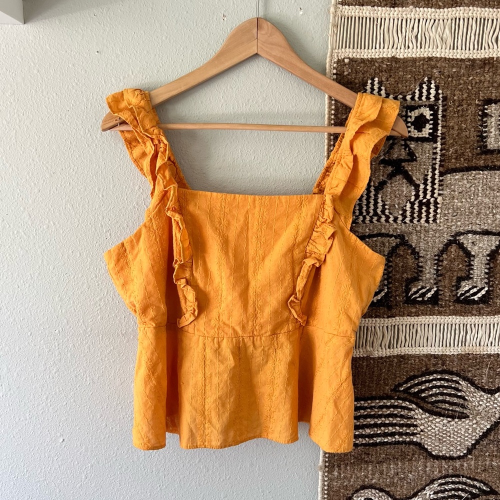 Ruffled Orange Sleeveless Top